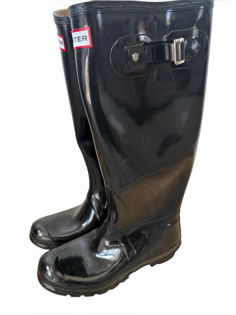 Hunter Tall Classic Black Glossy Rain Boots Women’s 9